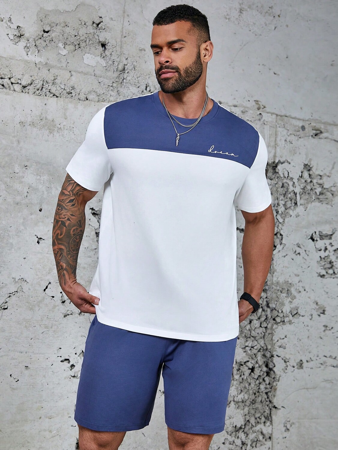 

Комплект мужской Manfinity Homme из футболки и шорт с короткими рукавами с буквенным принтом