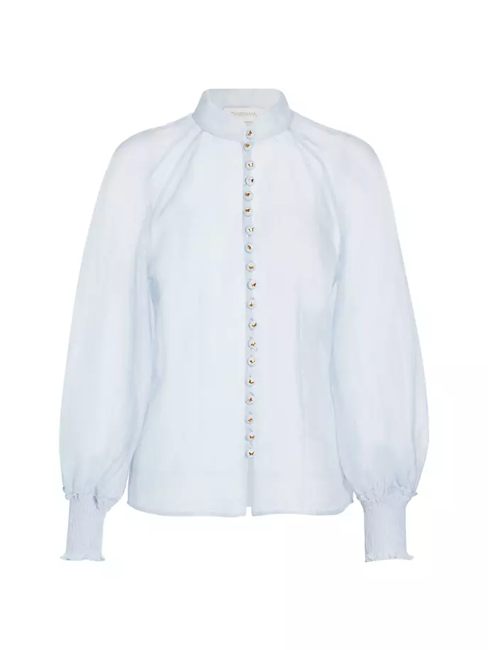 Полупрозрачная льняно-шелковая блузка Luminosity Zimmermann, цвет sky blue