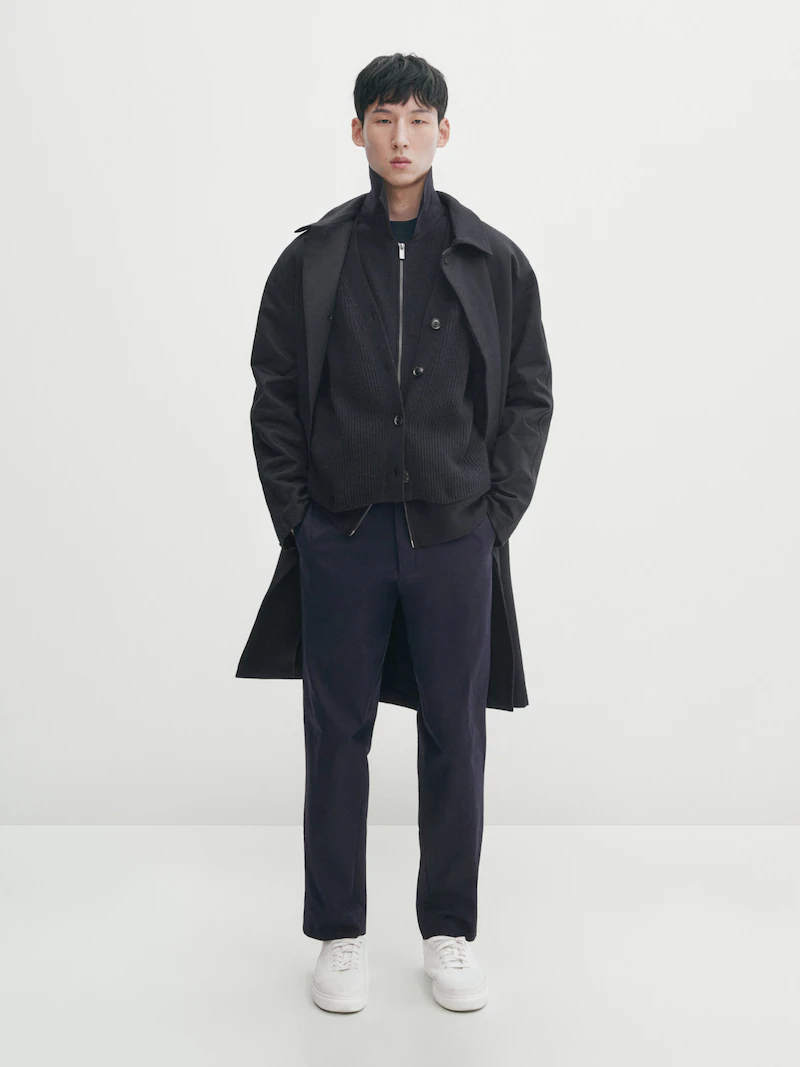 

Кардиган с воротником-поло на молнии Massimo Dutti, синий
