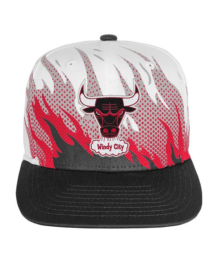 

Белая шляпа Chicago Bulls с плоскими полями для больших мальчиков и девочек Hot Fire Snapback Mitchell & Ness, белый