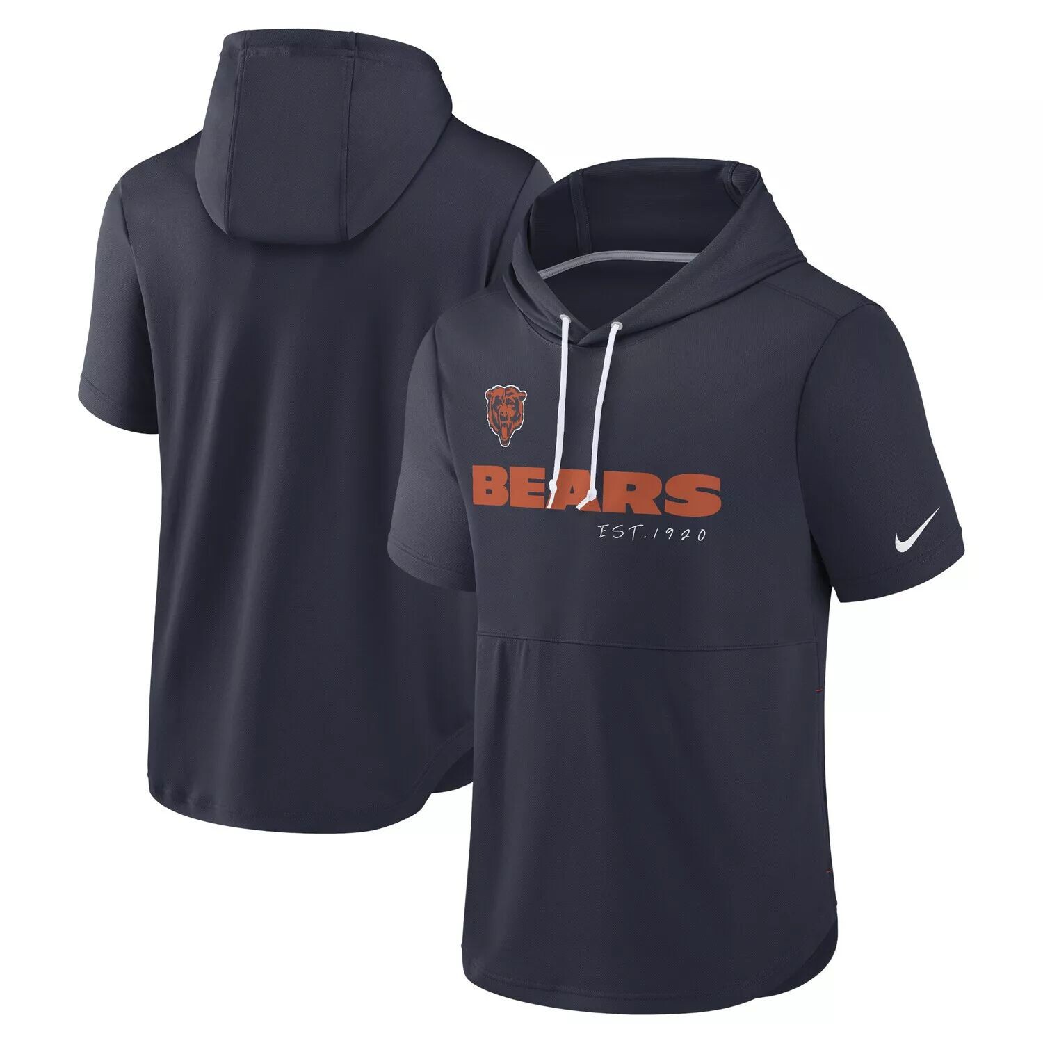

Мужской темно-синий пуловер с капюшоном с короткими рукавами Nike Chicago Bears
