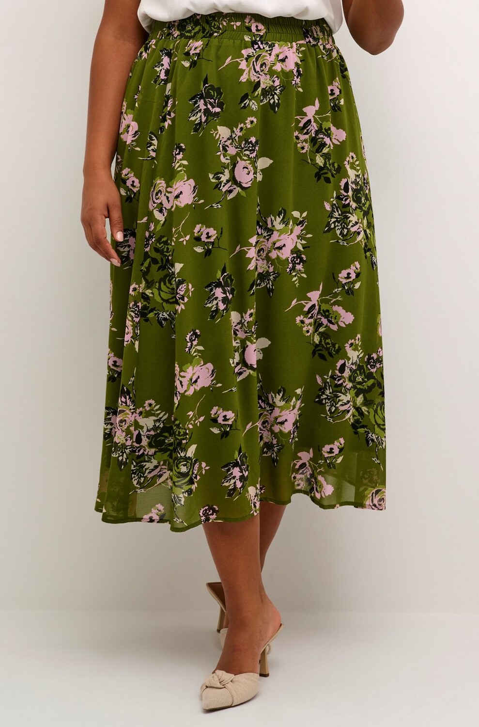 

Юбка-трапеция Kaffe Curve, цвет green stencil flower print