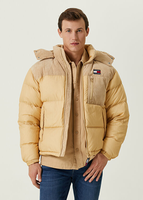 

Бежевое пуховое пальто свободного кроя с капюшоном alaska Tommy Jeans