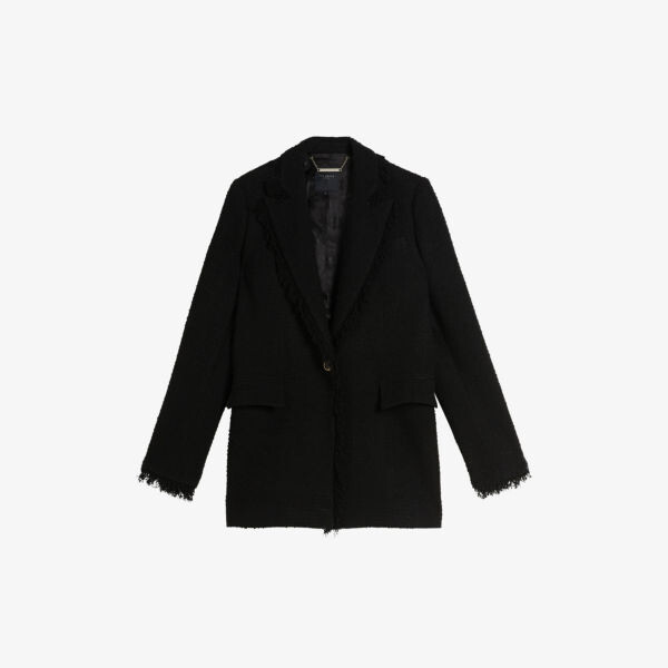 

Однобортный тканый жакет Katyy с бахромой Ted Baker, черный