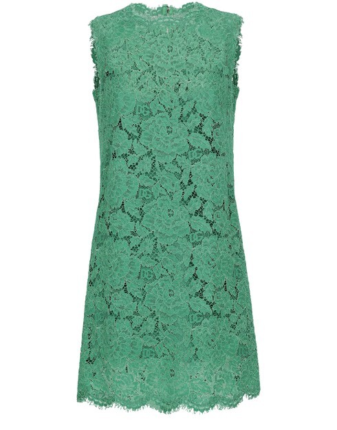 

Платье А-силуэта из фирменного эластичного кружева Dolce & Gabbana, темно-зеленый