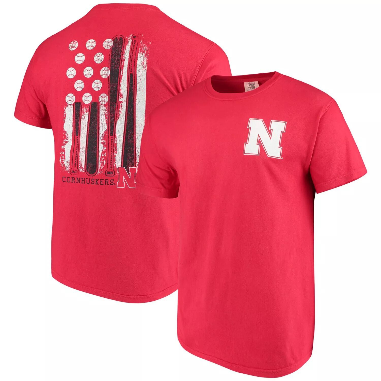 

Мужская футболка Scarlet Nebraska Huskers с бейсбольным флагом комфортных цветов