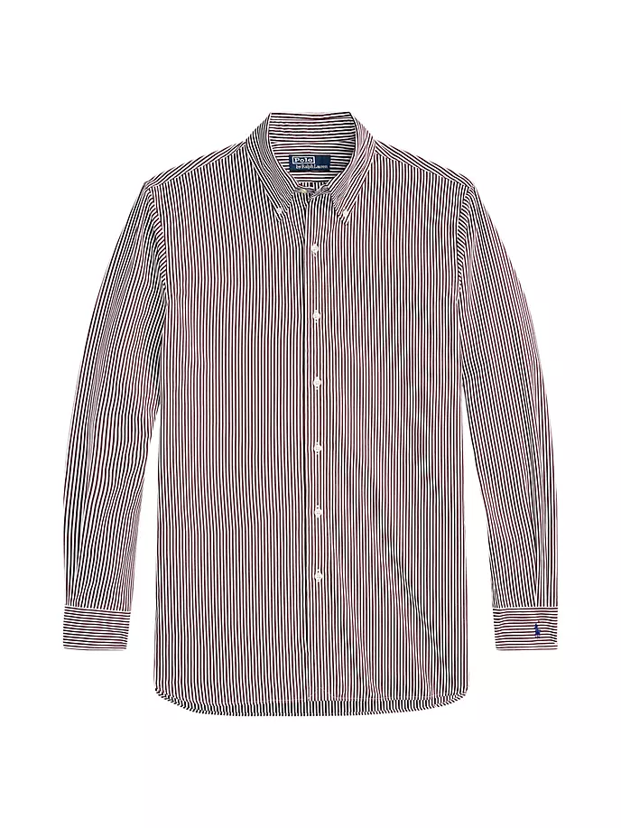 Рубашка на пуговицах из поплина в тонкую полоску Polo Ralph Lauren, цвет wine white