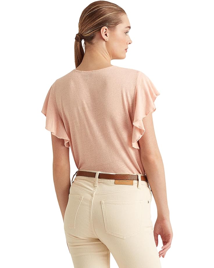Футболка LAUREN Ralph Lauren Petite Linen-Blend Jersey Flutter-Sleeve Tee, цвет Pale Pink