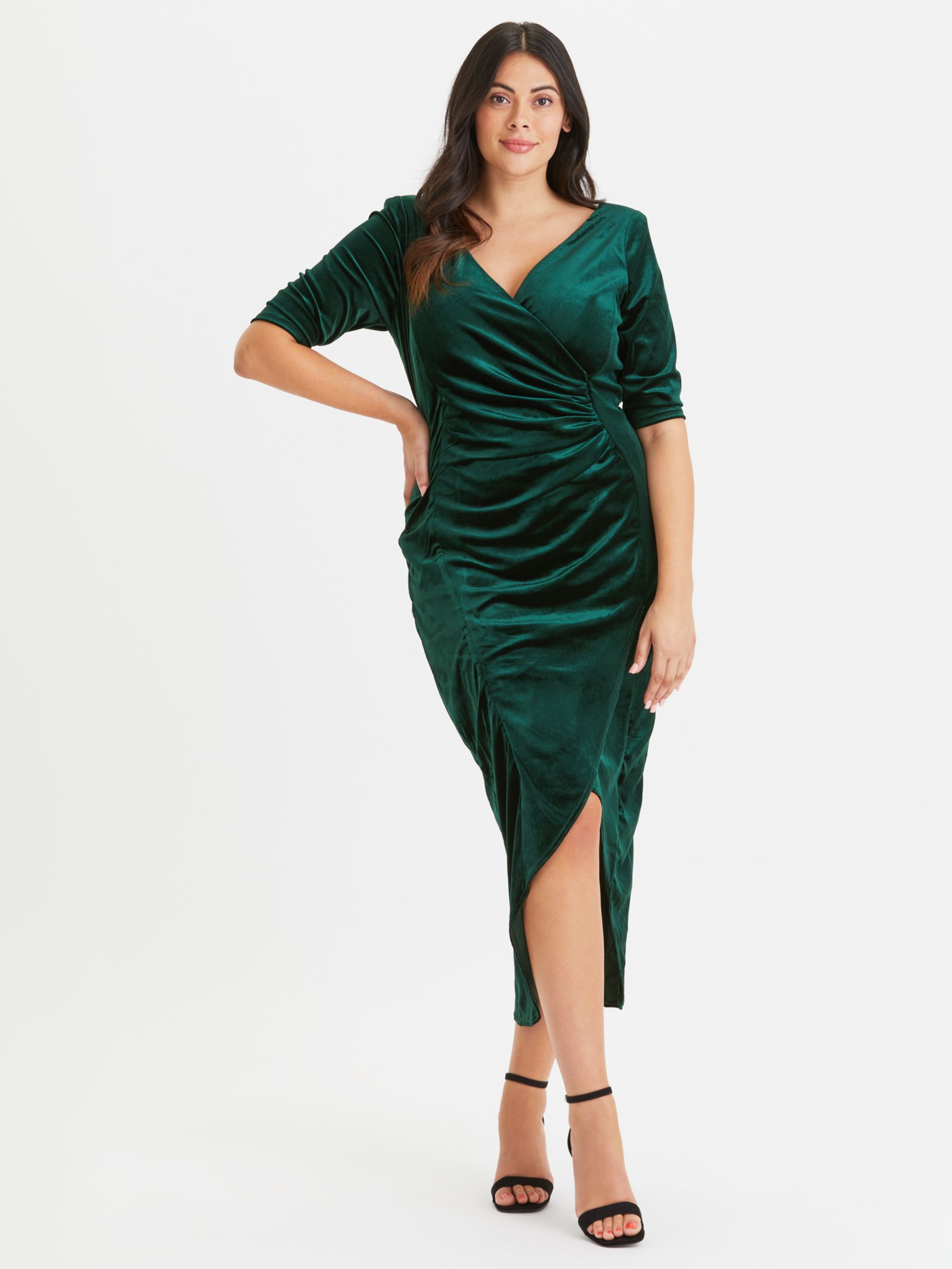 Бархатное облегающее платье Scarlett & Jo, зеленое фото