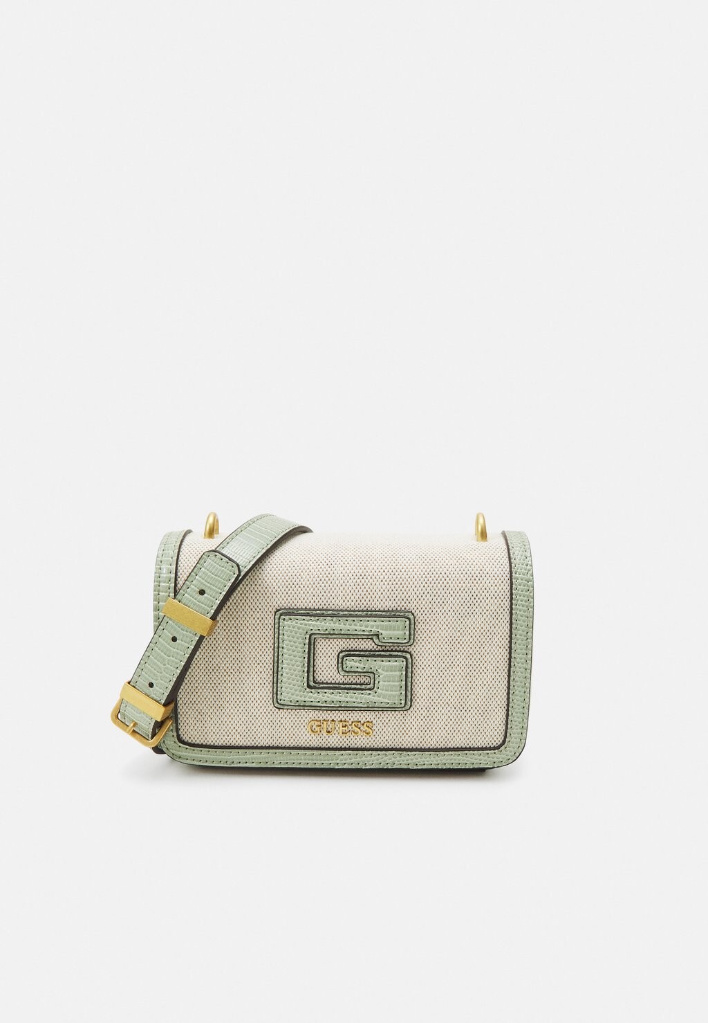 

Сумка Guess STATUS MINI FLAP, цвет natural/sage