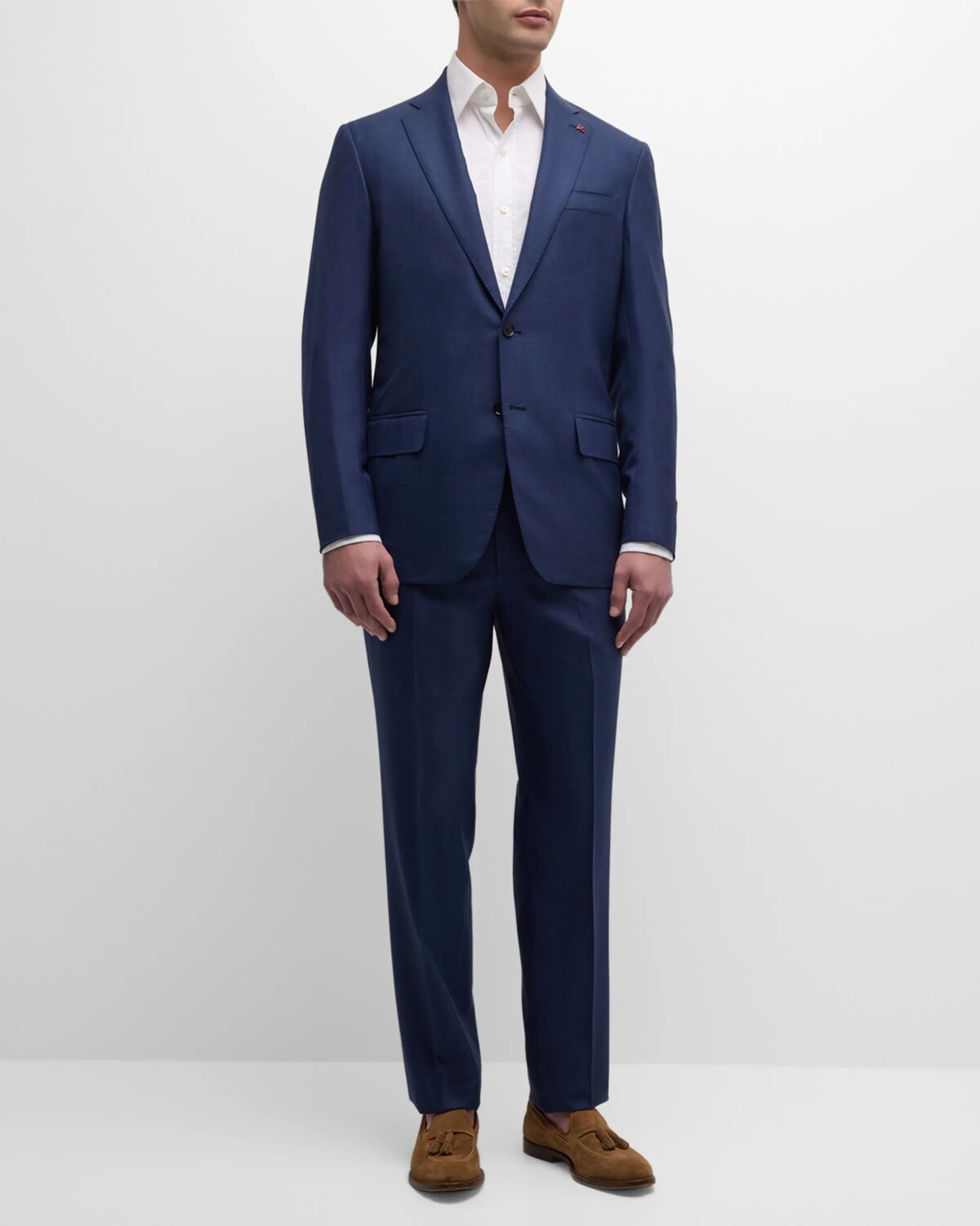 

Мужской шерстяной костюм в клетку Isaia, цвет Medium Blue