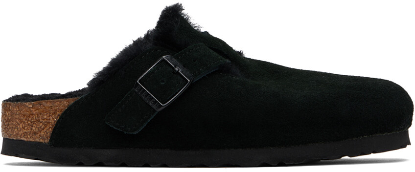 

Черные узкие бостонские лоферы из овчины Birkenstock