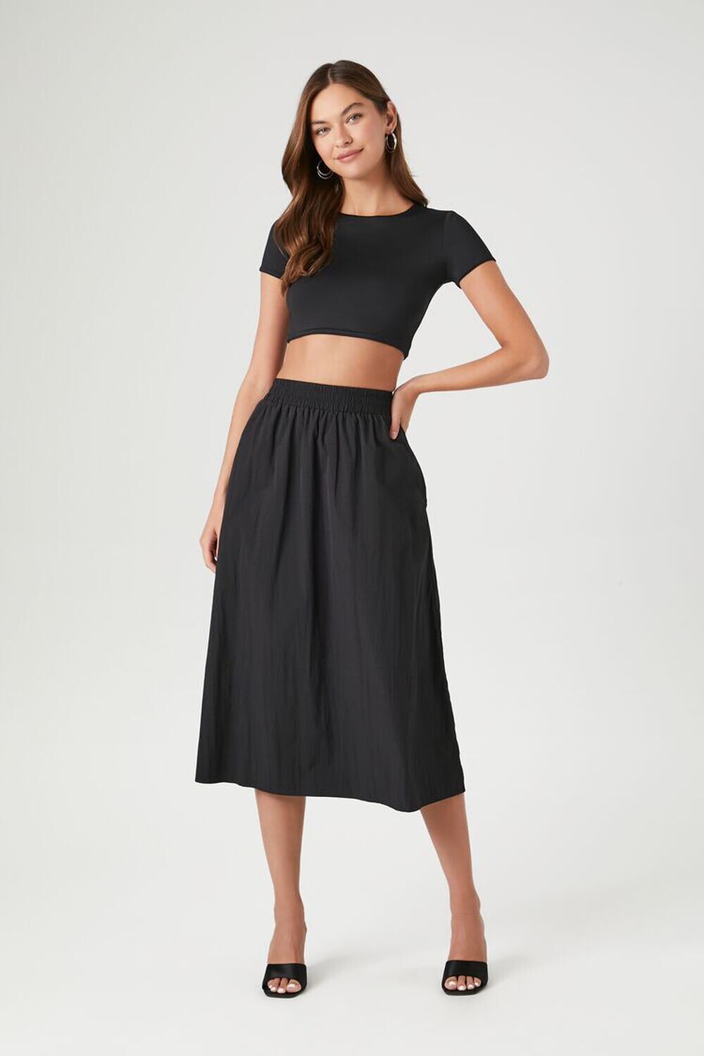 

Нейлоновая юбка-миди А-силуэта Forever 21, черный