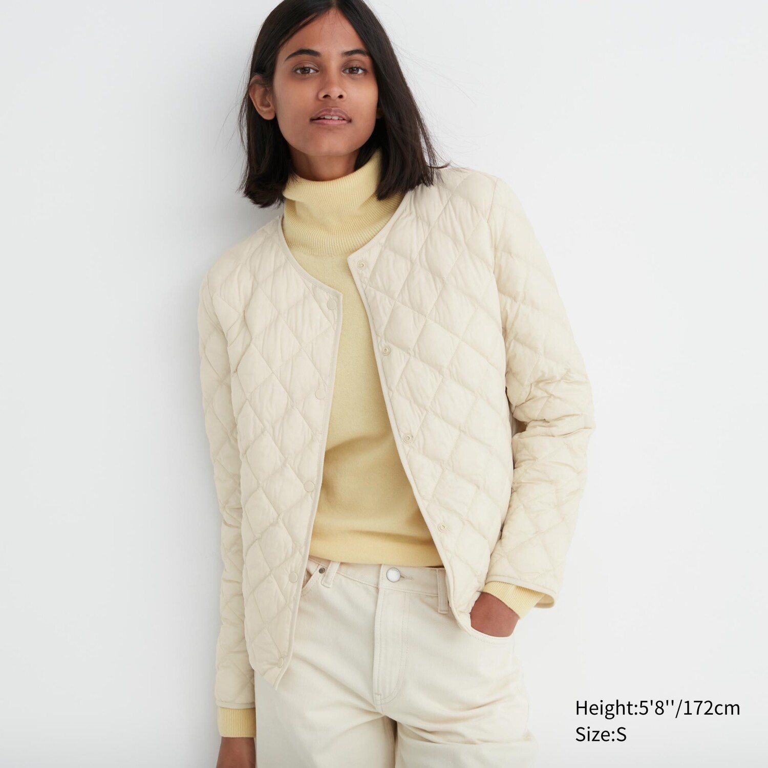 

Теплая стеганая куртка Uniqlo, кремовый, Бежевый