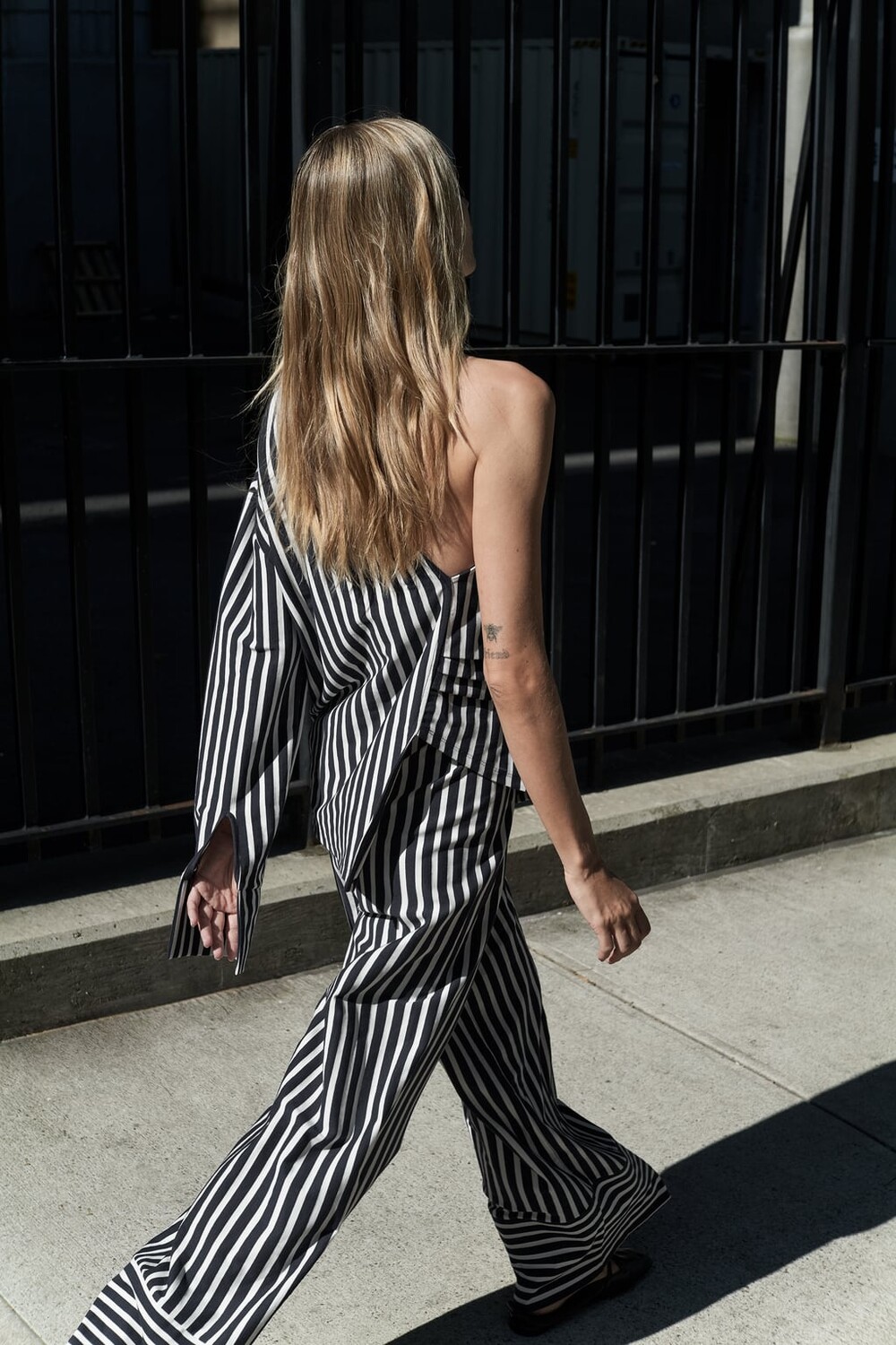 

Брюки палаццо в полоску ZARA, белый