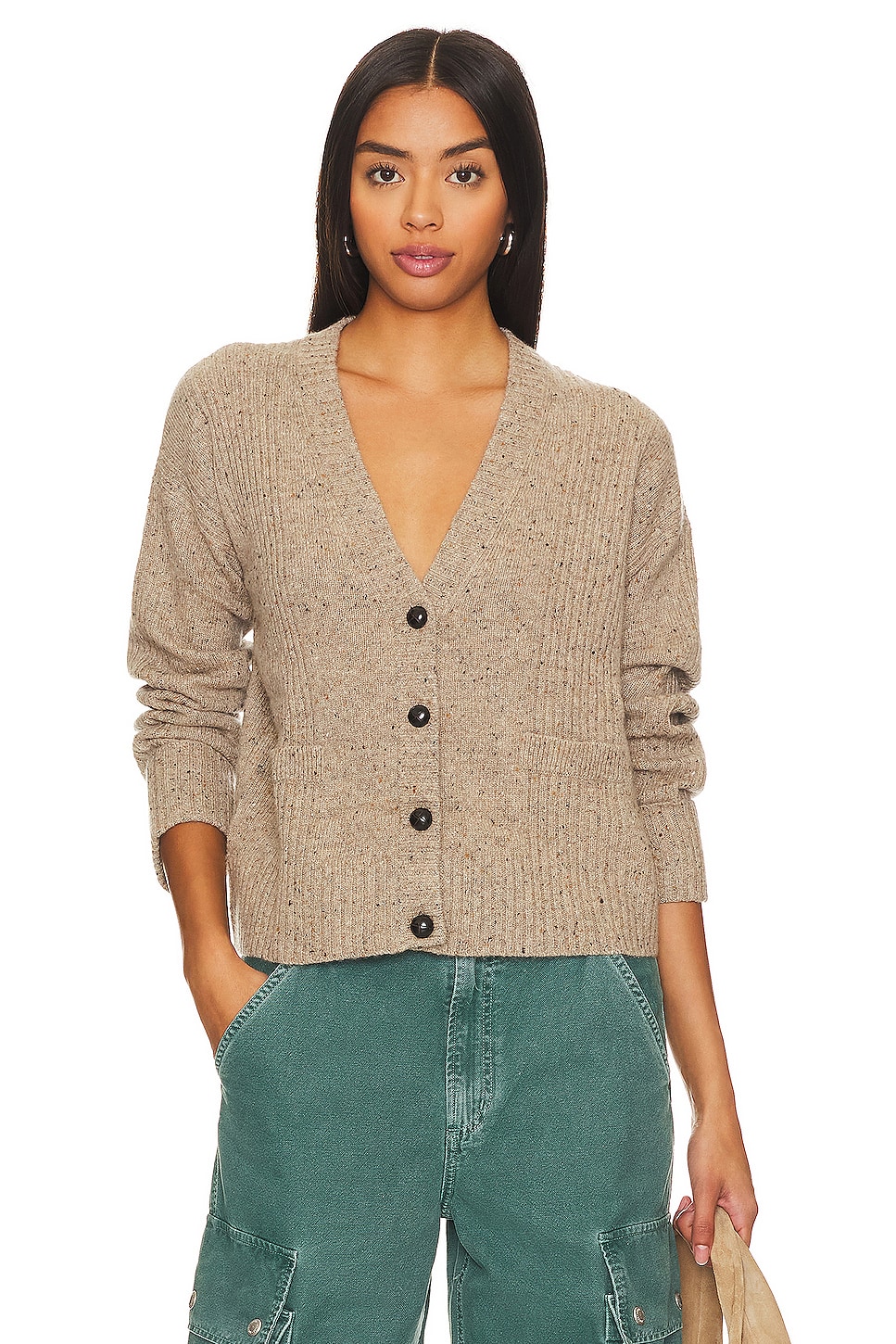 

Кардиган Autumn Cashmere Boxy Cuffed V-Neck, цвет Gravel