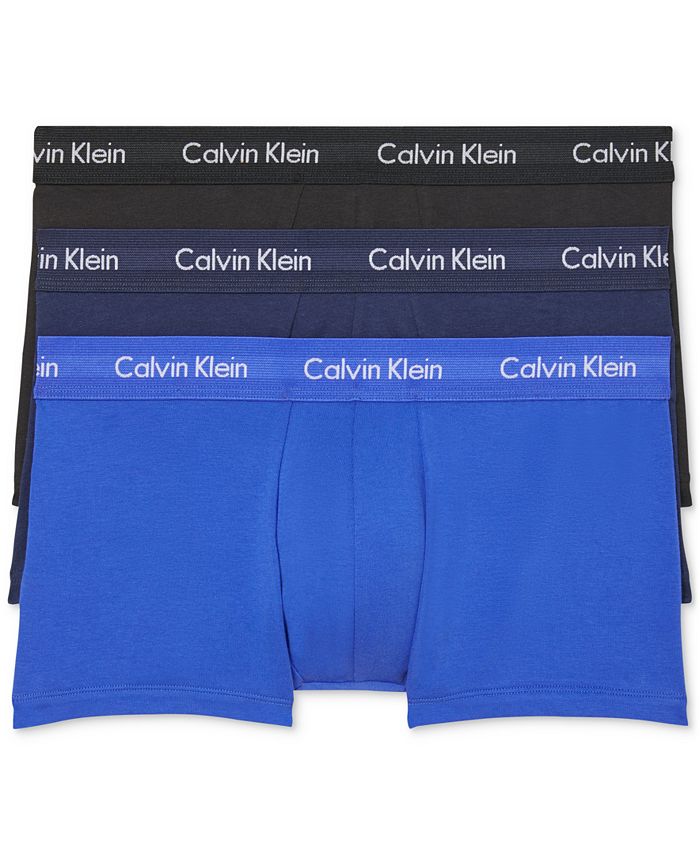 Комплект мужского хлопкового эластичного нижнего белья с низкой посадкой (3 шт.) Calvin Klein, синий