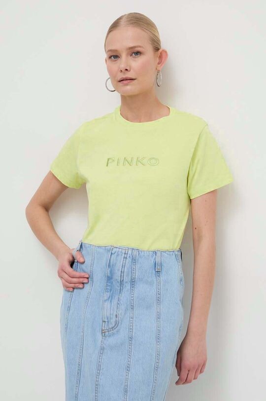 

Хлопковая футболка Pinko, желтый