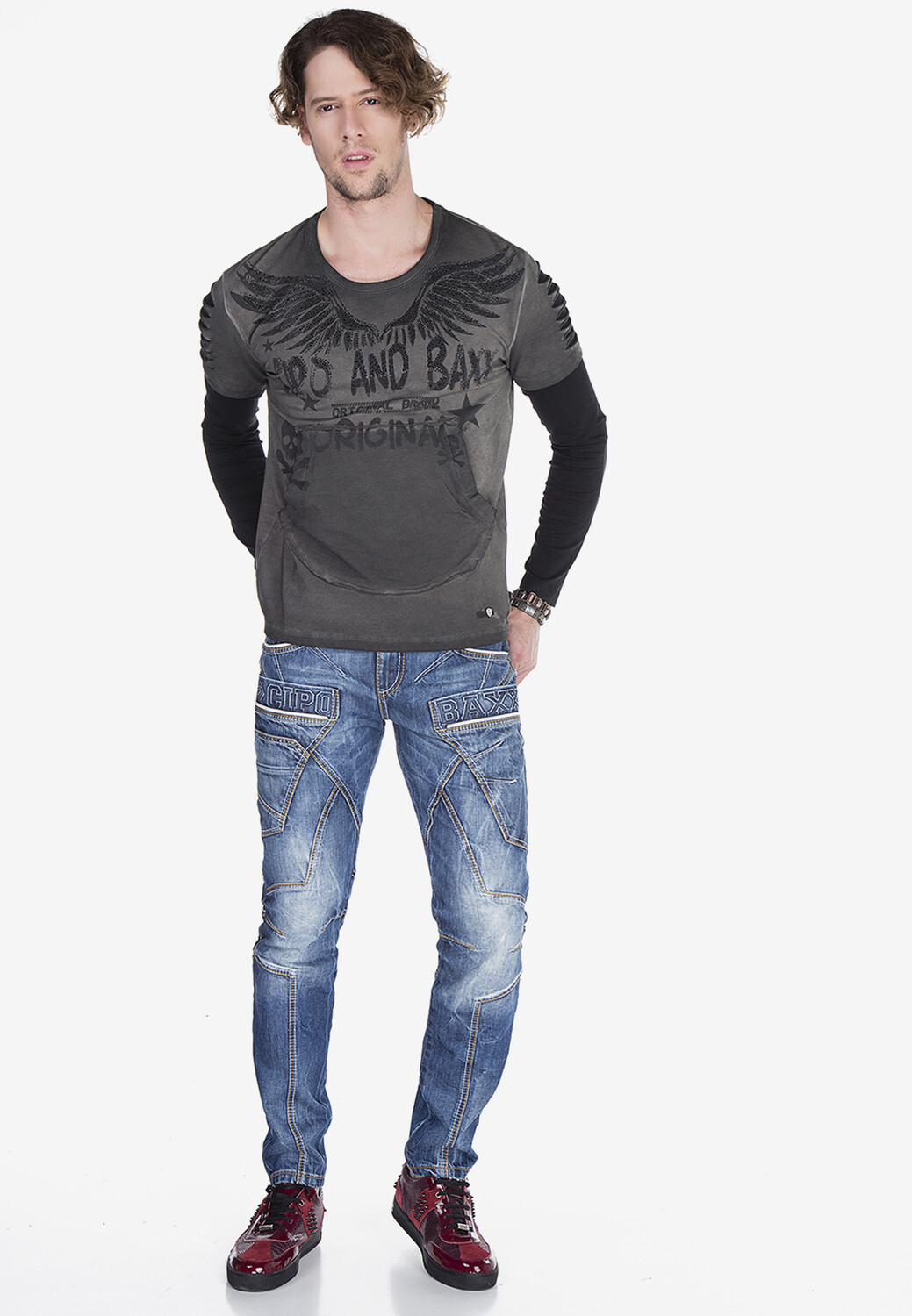 

Лонгслив Cipo & Baxx Langarmshirt, антрацит