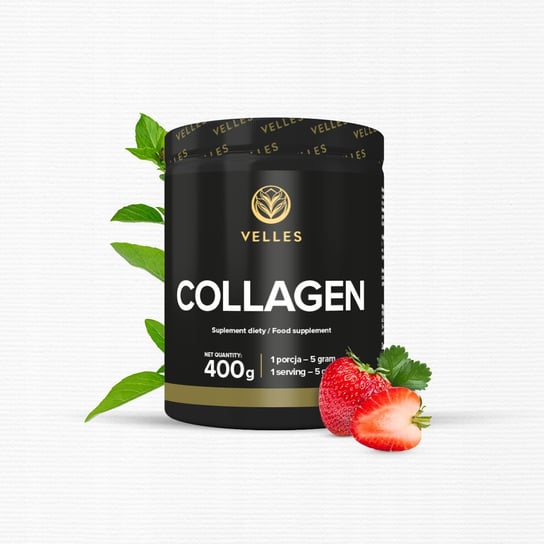 Velles Collagen Pure, Говяжий коллаген в ароматическом порошке, клубника, 400 г Inna marka