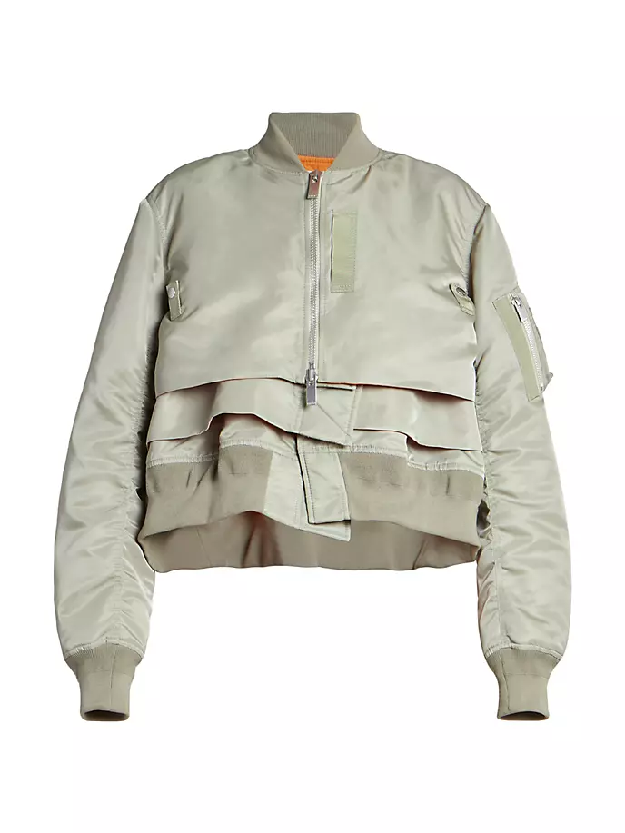 

Многослойный асимметричный бомбер Sacai, цвет light khaki