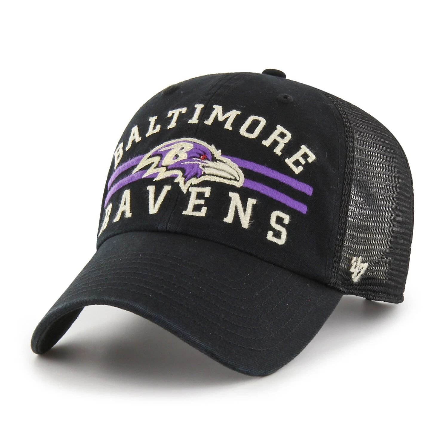 

Мужская черная бейсболка Baltimore Ravens Highpoint Trucker Clean Up Snapback '47