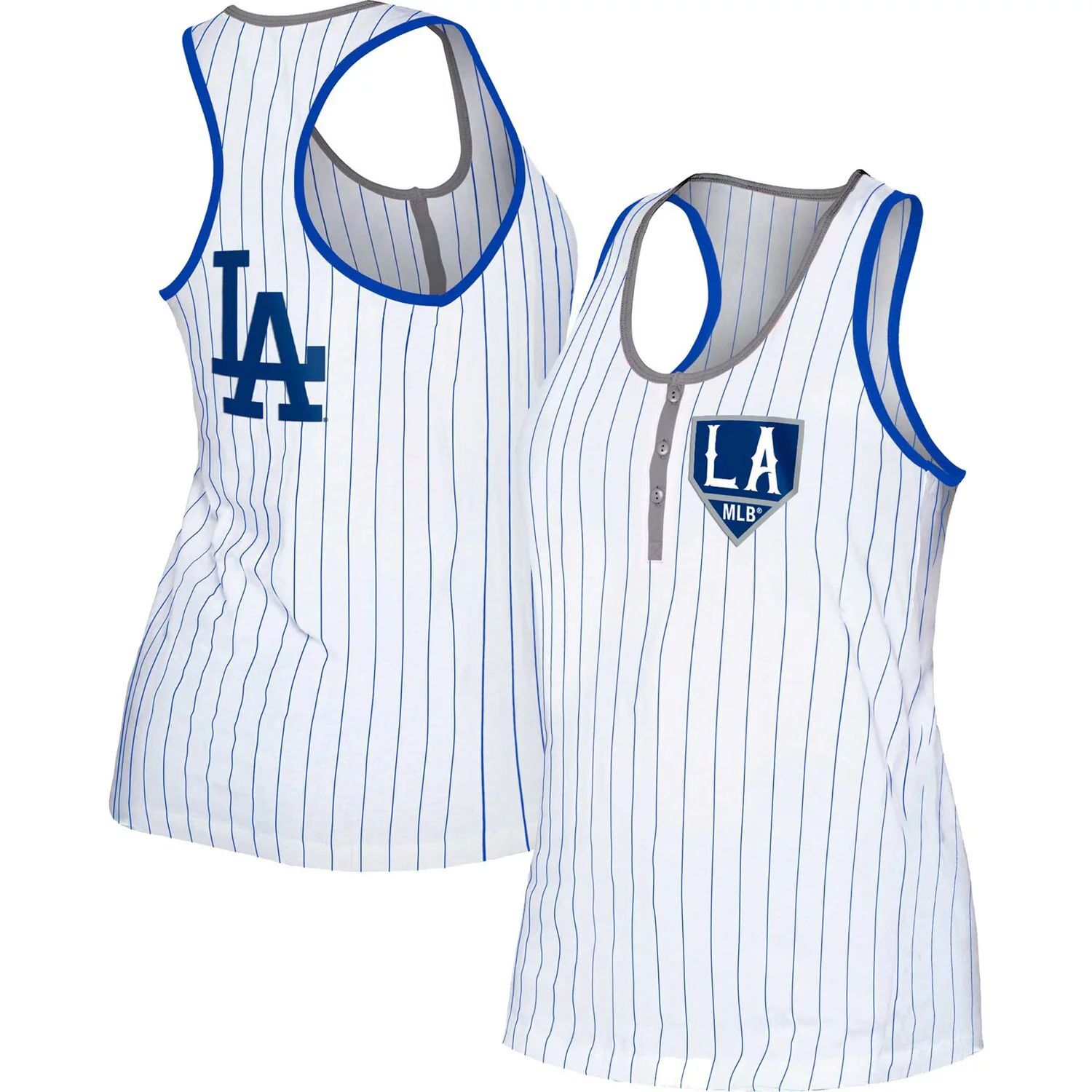 

Женская белая майка New Era Los Angeles Dodgers в тонкую полоску Henley Racerback New Era, Белый