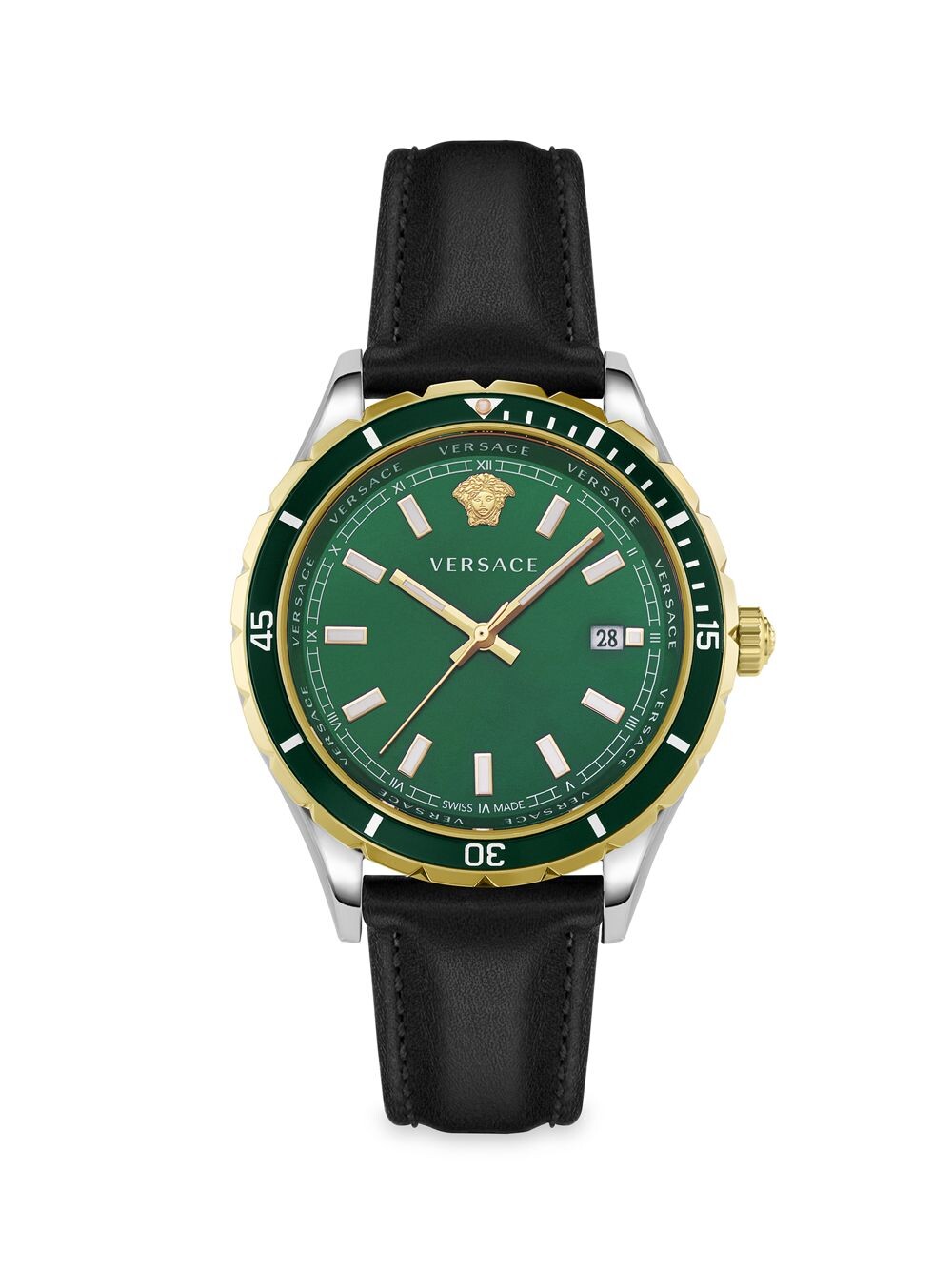 

Часы Hellenyium Goldtone из нержавеющей стали и кожи Versace