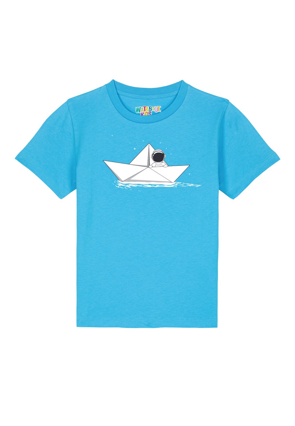 

Футболка с принтом ASTRONAUT IN PAPER BOAT Watapparel, цвет aqua blue