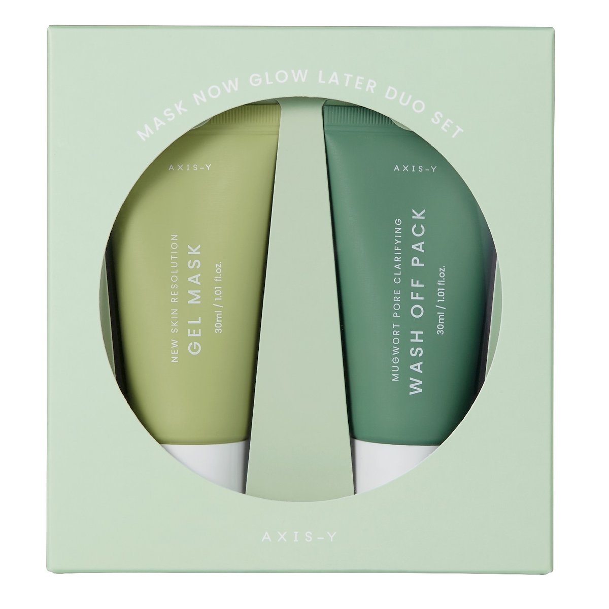 

AXIS-Y, Маска Now Glow Later Duo, набор Mugwort Pore Clarifying Wash Off Pack, очищающая маска для лица 30 мл + гелевая маска New Skin Разрешение, набор косметики для лица, 2 шт Inna Marka