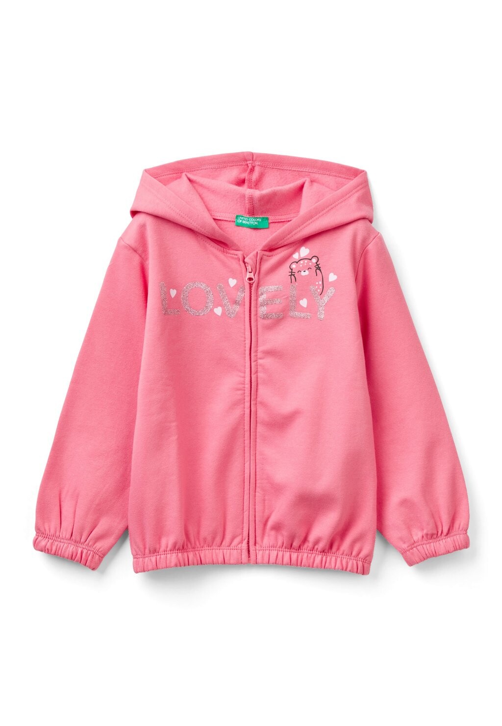 

Толстовка на молнии Zip And Glitter United Colors of Benetton, розовый