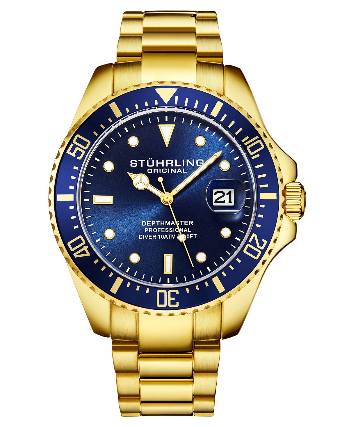 Мужские часы-браслет из нержавеющей стали золотистого цвета, 42 мм Stuhrling