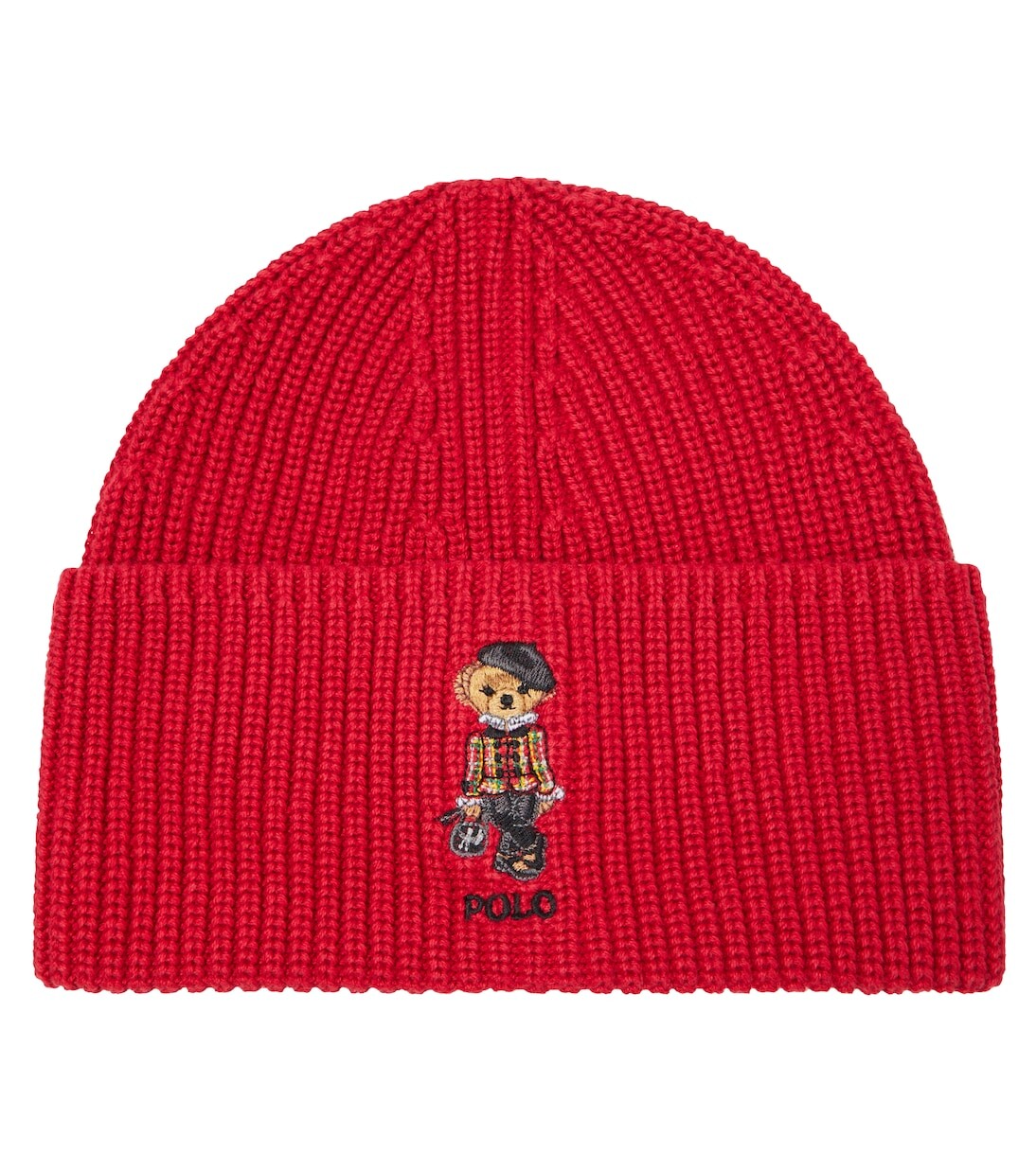 

Шапка поло в рубчик с медведем Polo Ralph Lauren Kids, красный