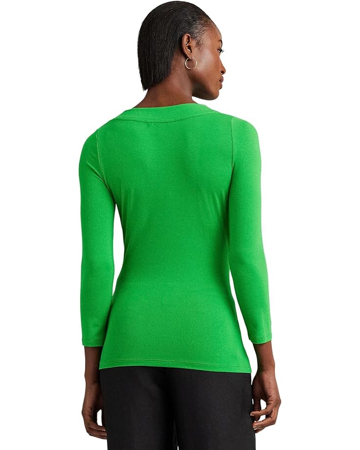 

Топ LAUREN Ralph Lauren Surplice Jersey Top, цвет Green Topaz