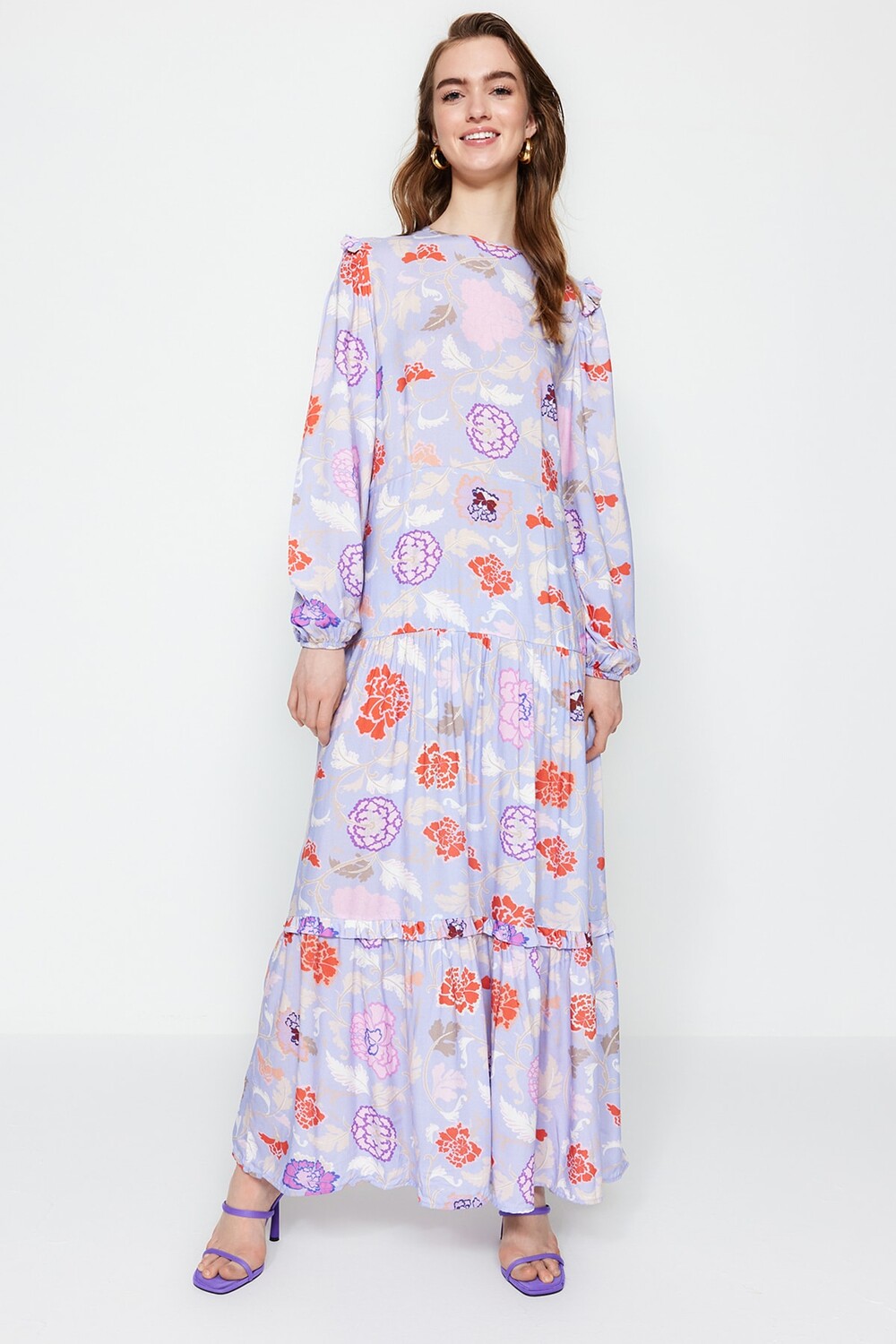 

Платье - Фиолетовый - А-силуэт Trendyol Modest, фиолетовый
