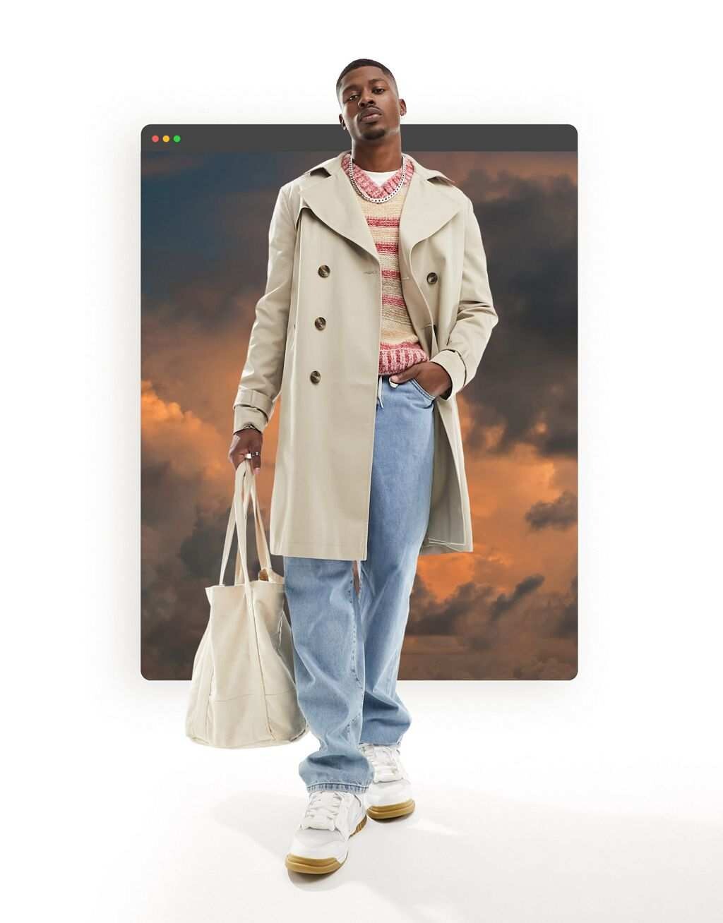 

Двубортный тренч ASOS DESIGN