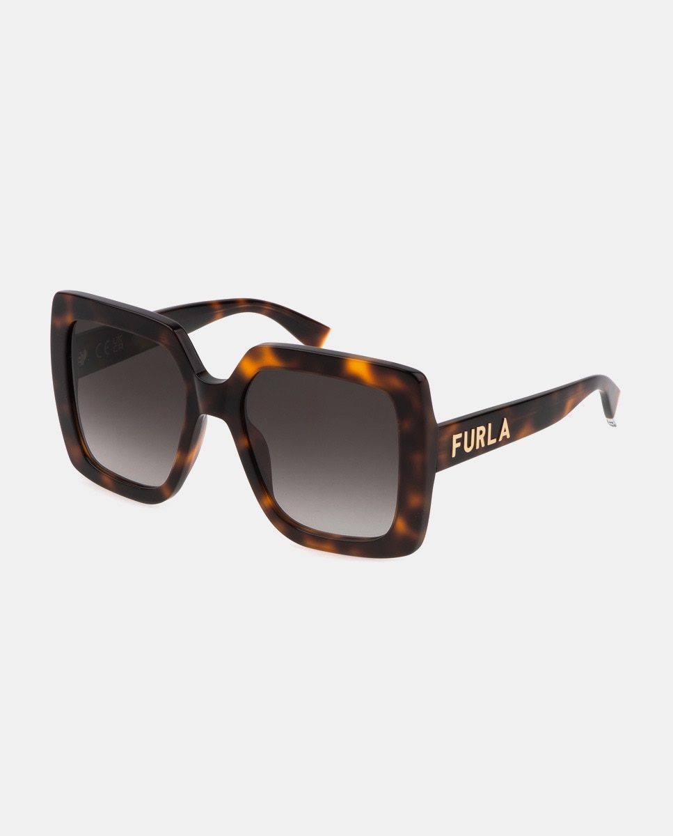 Квадратные женские солнцезащитные очки из ацетата гаваны Furla, коричневый цена и фото