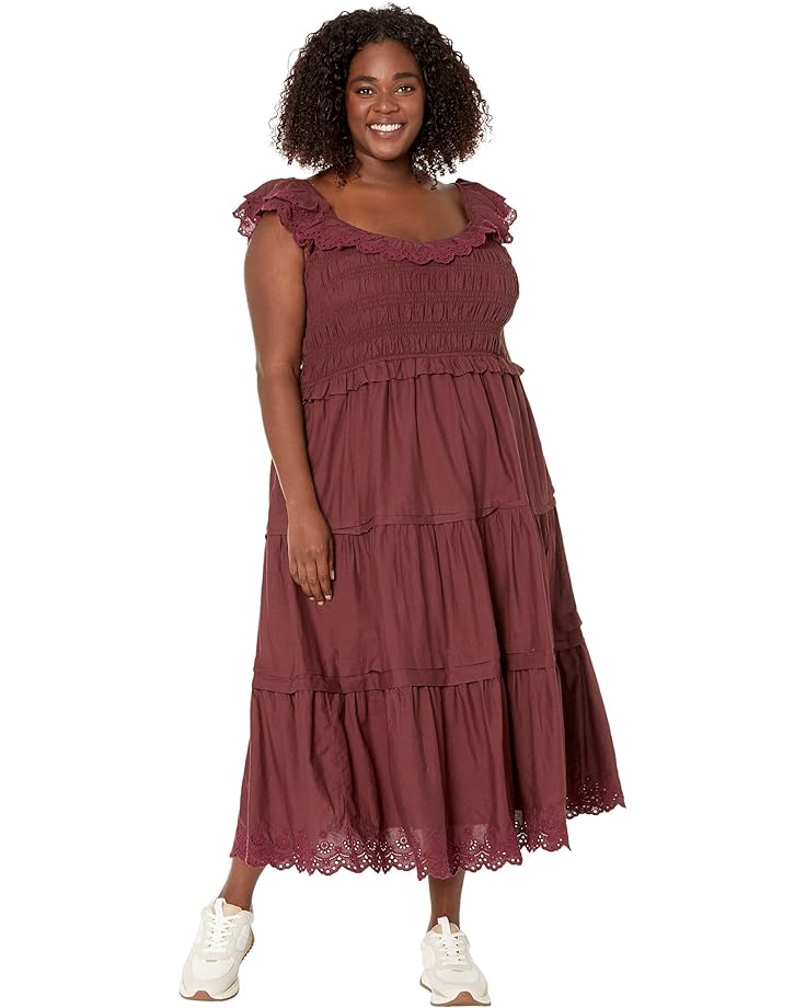 цена Платье Madewell Plus Lucie Embroidered Cotton Midi Dress, цвет Vintage Mulberry