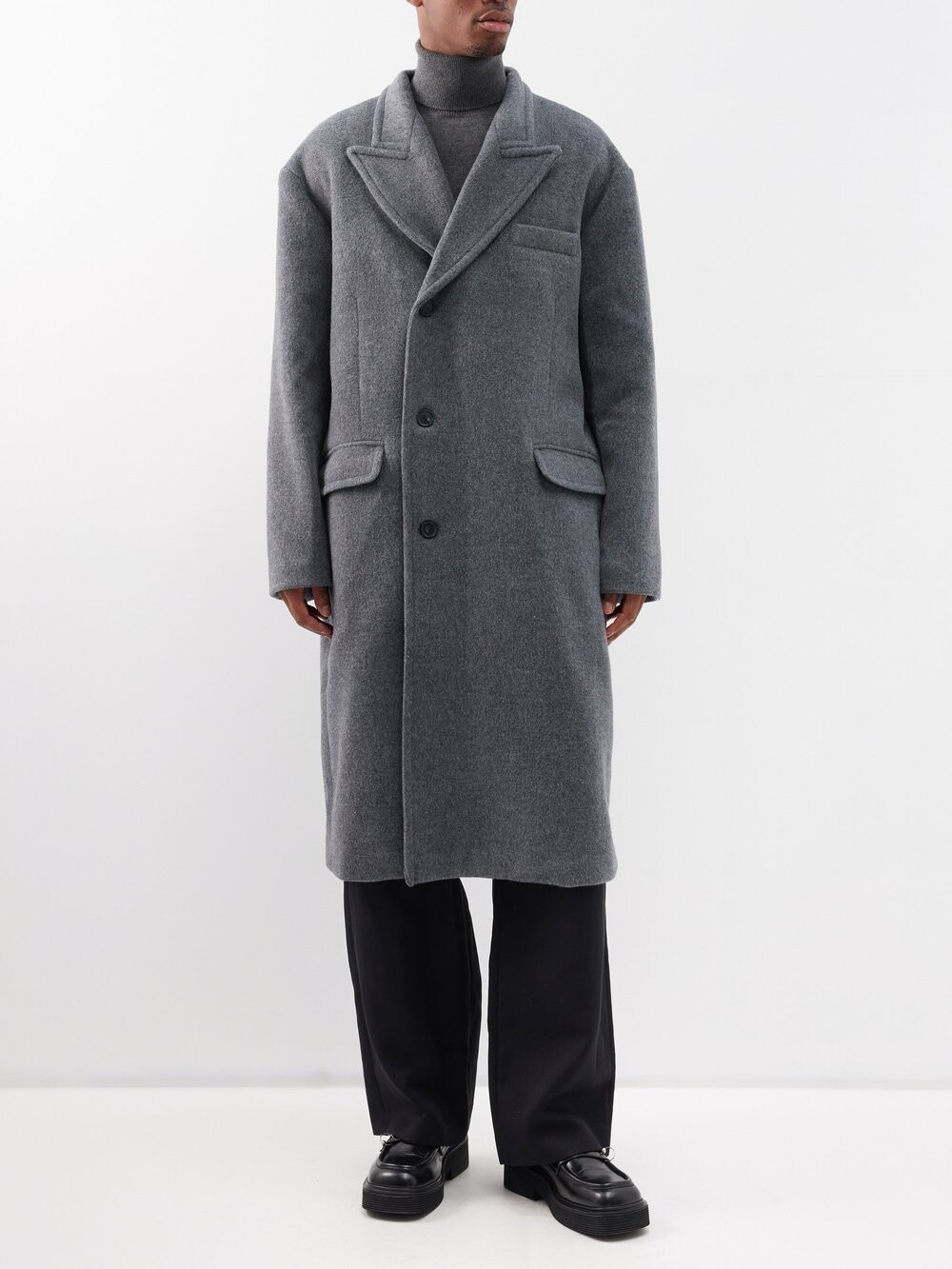

Двубортное шерстяное пальто curtis The Frankie Shop, серый
