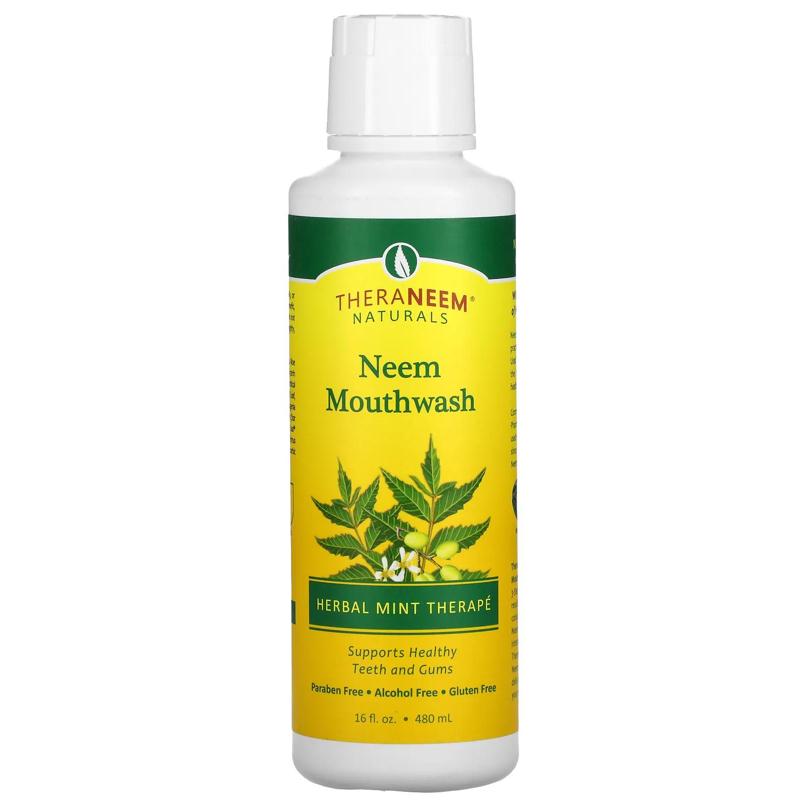 Organix South TheraNeem Organix жидкость для полоскания рта Neem травяная терапия мяты 16 жидких унций (480 мл) цена и фото