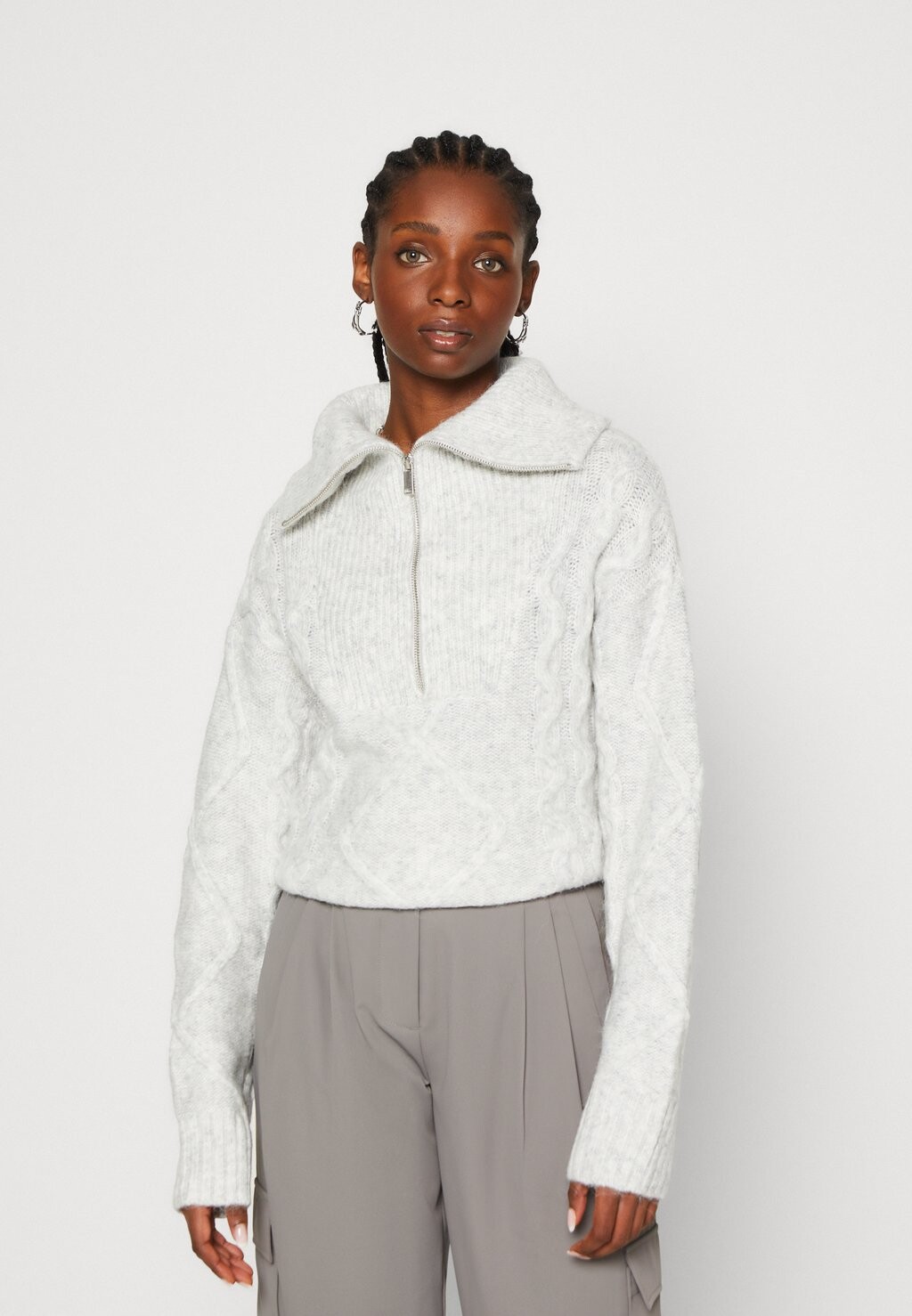 

Свитшот Gina Tricot СВИТЕР НА МОЛНИИ, цвет light grey melange