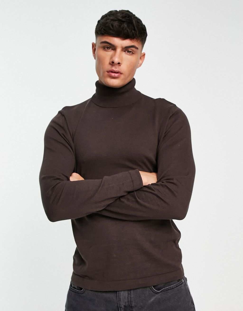

Шоколадный джемпер с высоким воротником Jack & Jones Originals, Коричневый