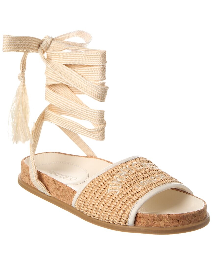 

Сандалии Jimmy Choo Gal из рафии с запахом на щиколотке, бежевый