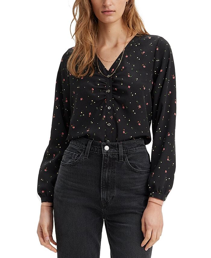 

Женская блузка Zenda со сборками и длинными рукавами Levi's, цвет Kitty Floral Caviar