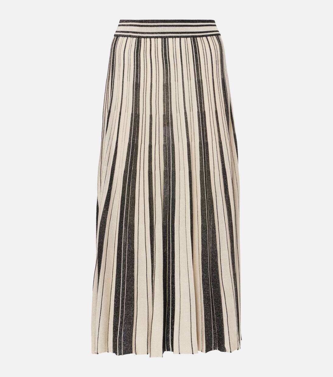 

Юбка миди в полоску с плиссе Zimmermann, цвет black/gold