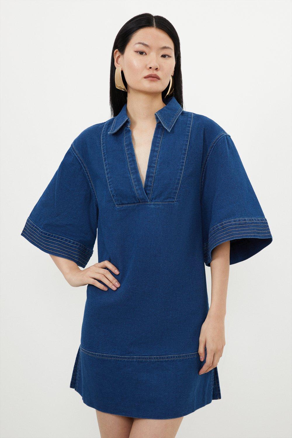 Джинсовое мини-платье Tencel Karen Millen, синий платье camaieu джинсовое 42 размер