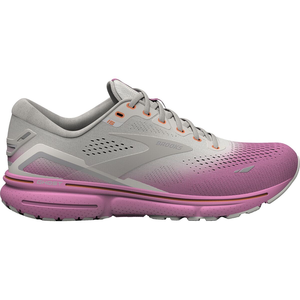 

Кроссовки ghost 15 Brooks, цвет grey/coconut/fuchsia