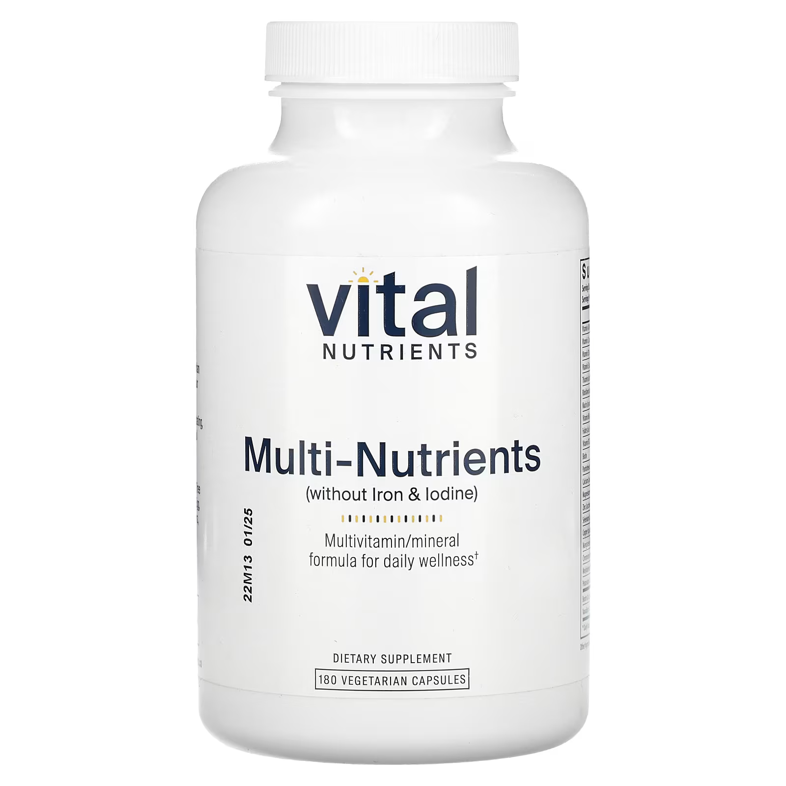 Мультивитамины без железа и йода Vital Nutrients, 180 капсул