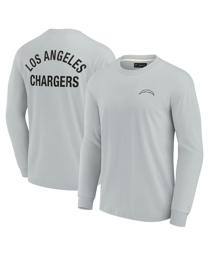 

Мужская и женская серая супермягкая футболка с длинным рукавом Los Angeles Chargers Fanatics Signature, серый