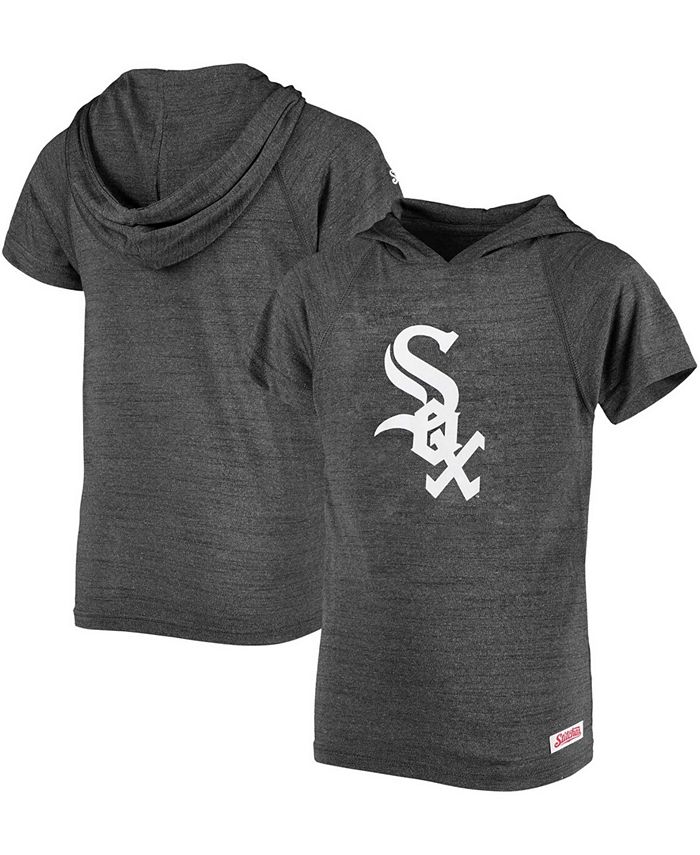 Пуловер с короткими рукавами Big Boys Heather Black Chicago White Sox реглан с капюшоном Stitches, черный chicago